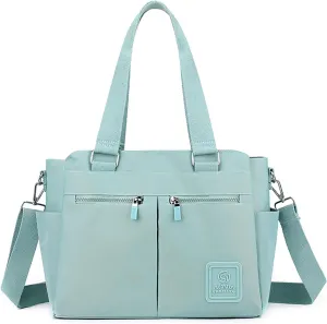 Canvas Tote Bag with Multi Pocket for Women Crossbody Shoulder Bag for Work Travel Handbag