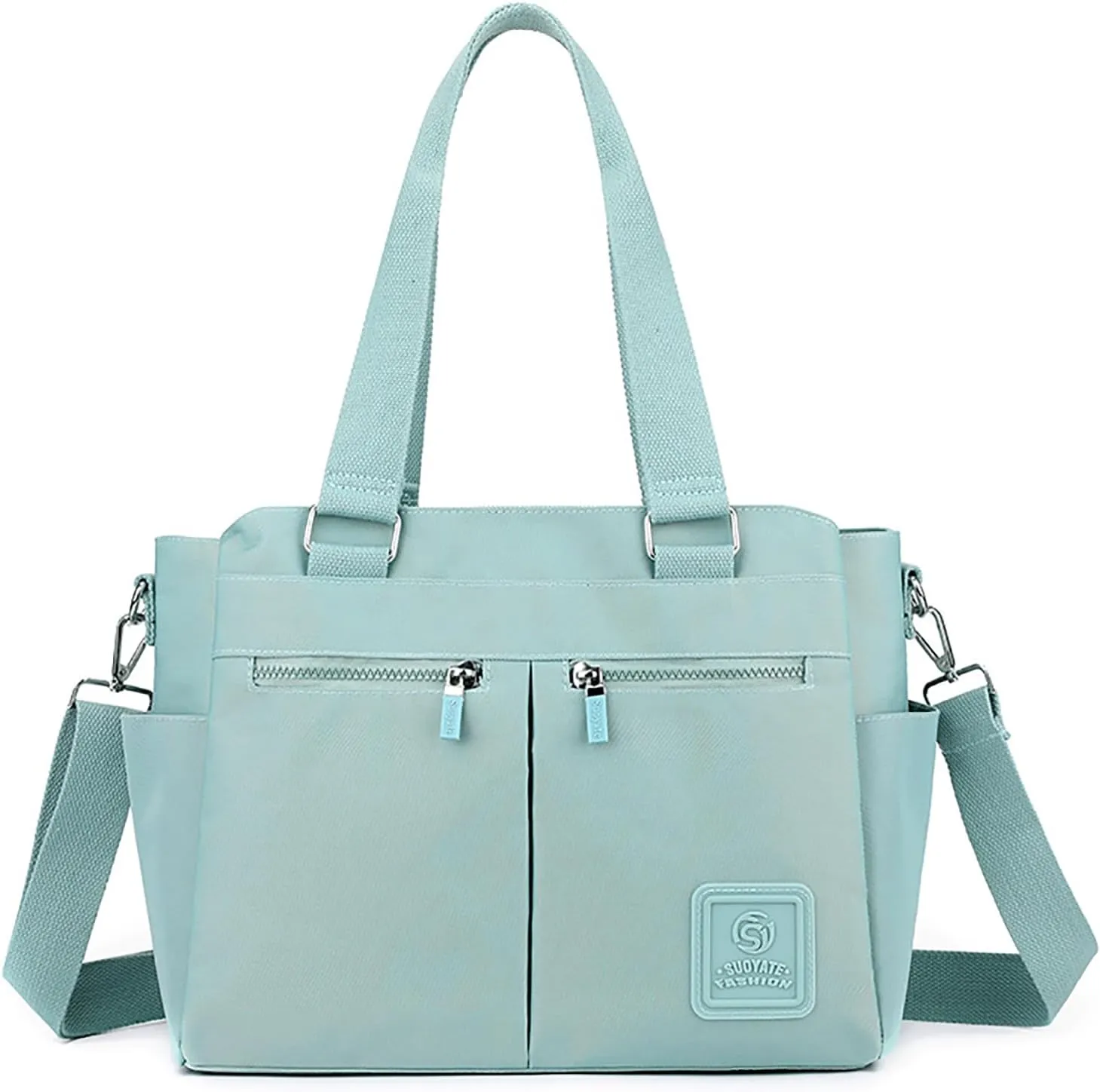 Canvas Tote Bag with Multi Pocket for Women Crossbody Shoulder Bag for Work Travel Handbag