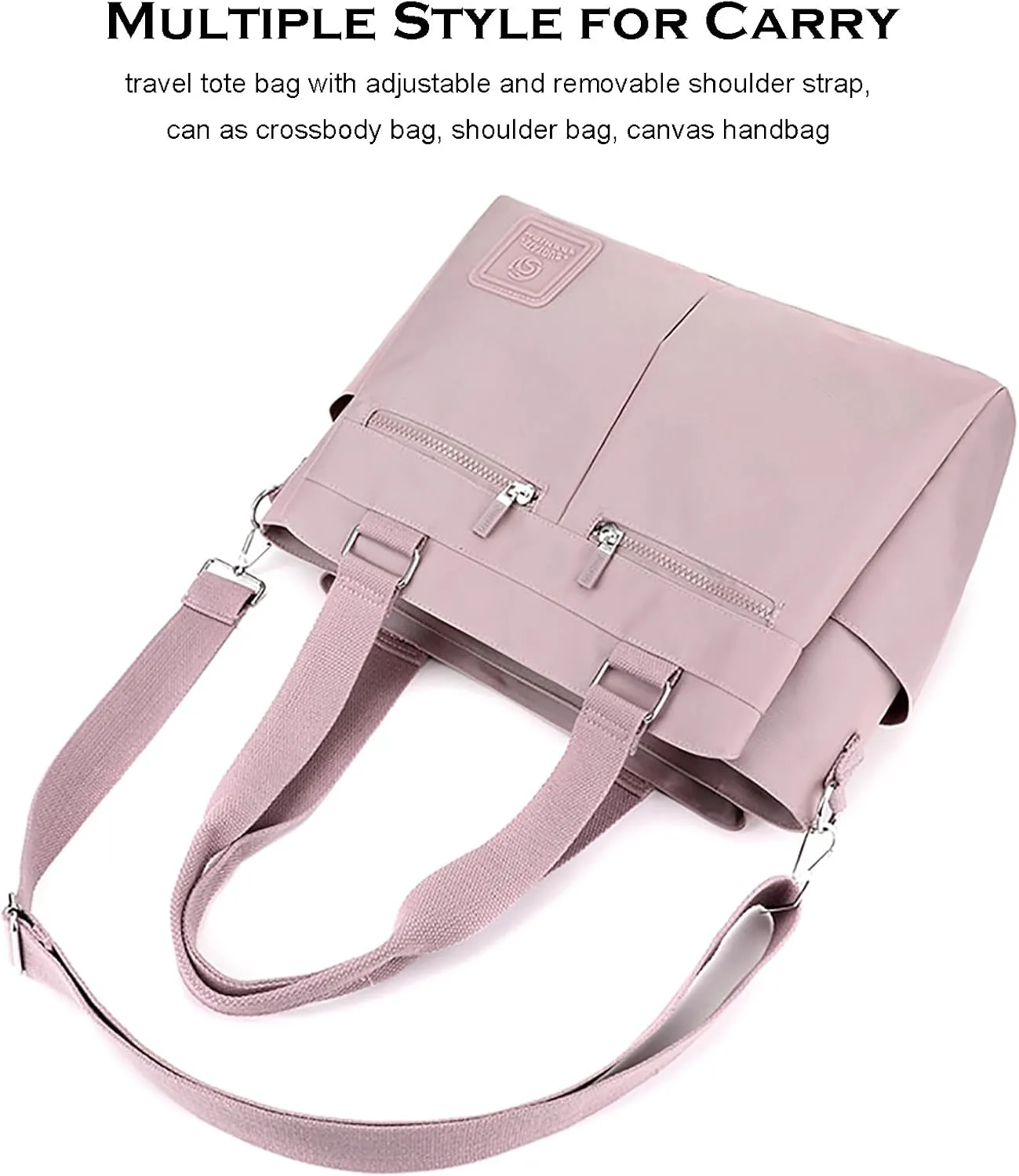 Canvas Tote Bag with Multi Pocket for Women Crossbody Shoulder Bag for Work Travel Handbag