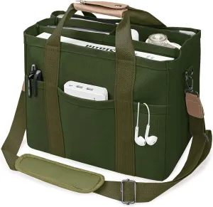 Canvas Tote Bag with Multi-Pocket for Women Large Crossbody Shoulder Handbag Everything Tote Bag with Compartments