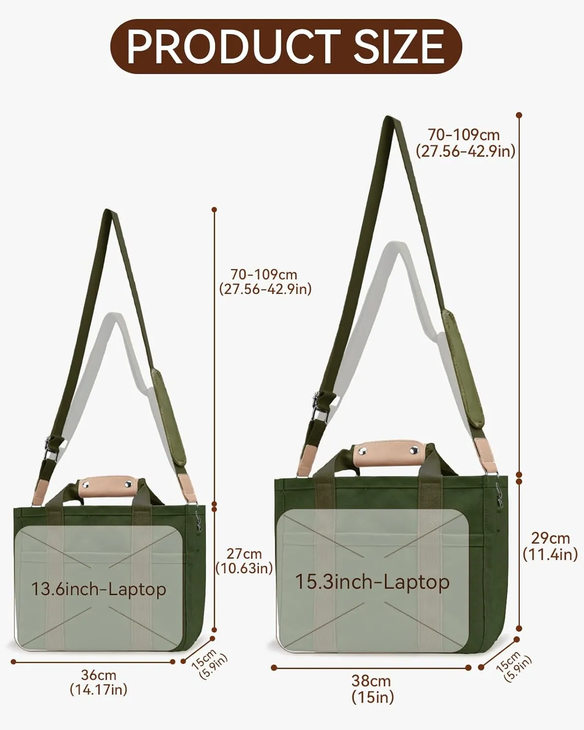 Canvas Tote Bag with Multi-Pocket for Women Large Crossbody Shoulder Handbag Everything Tote Bag with Compartments
