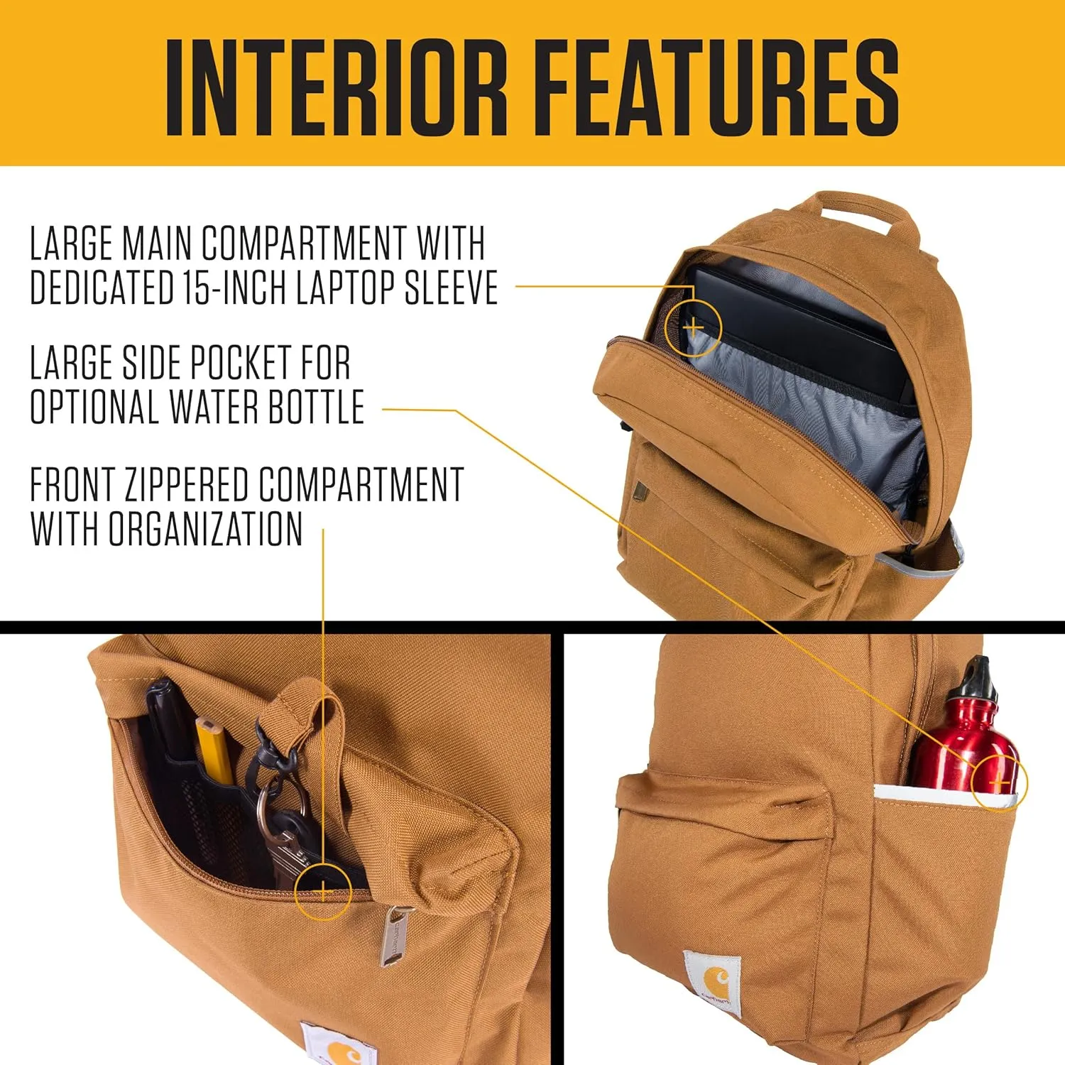 Carhartt 21L Classic Backpack, Water-Resistant Pack W/ 15" Laptop Sleeve and Organizational Compartments, Blind Duck Camo, PFAS Free