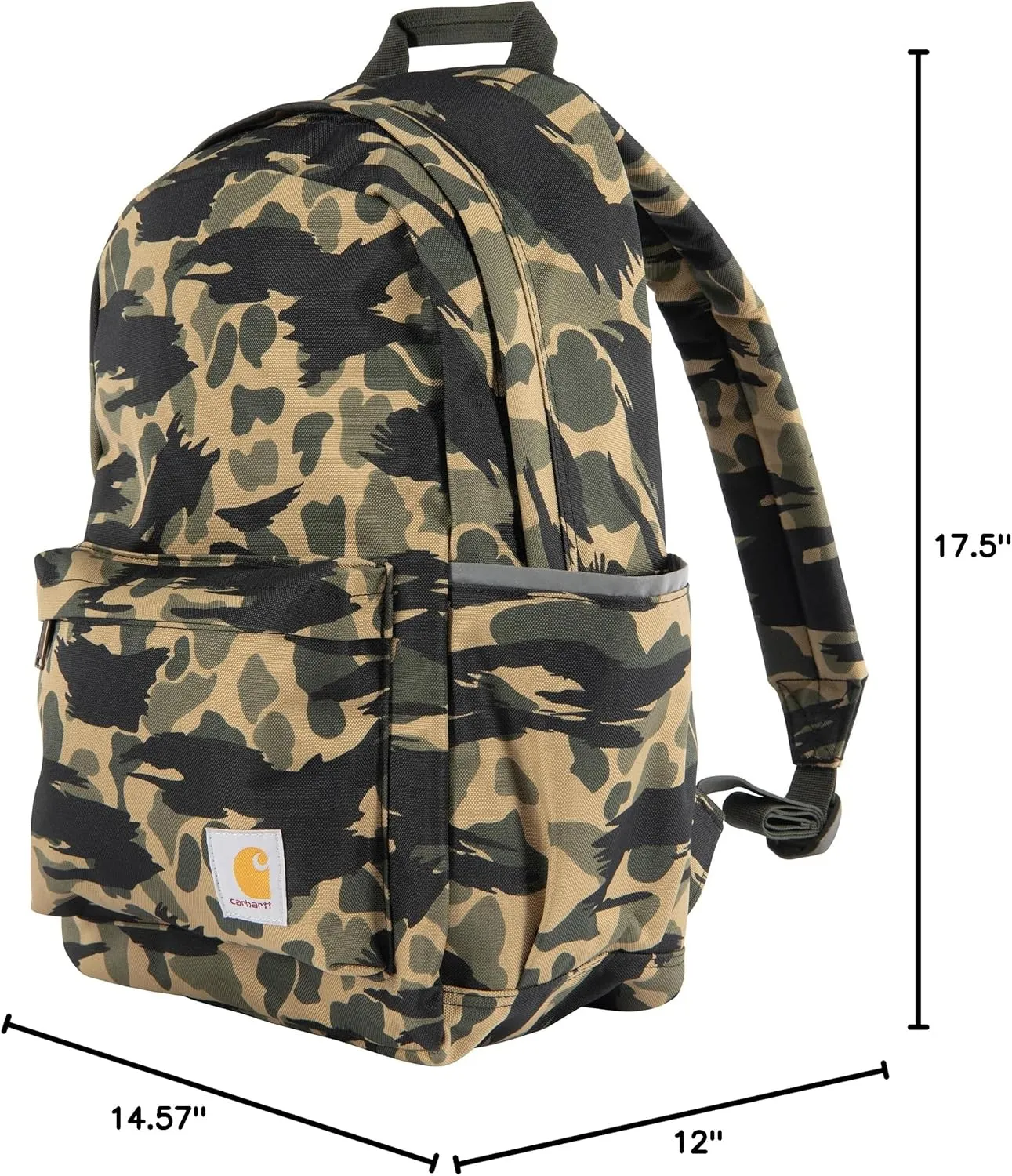 Carhartt 21L Classic Backpack, Water-Resistant Pack W/ 15" Laptop Sleeve and Organizational Compartments, Blind Duck Camo, PFAS Free