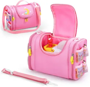 Carrying case Compatible with Little Tikes story dream machine Starter Set, Toy Storage Bag with Handle and Shoulder Strap for Storybook, Character, Accessories, Single shoulder bag (Pink)