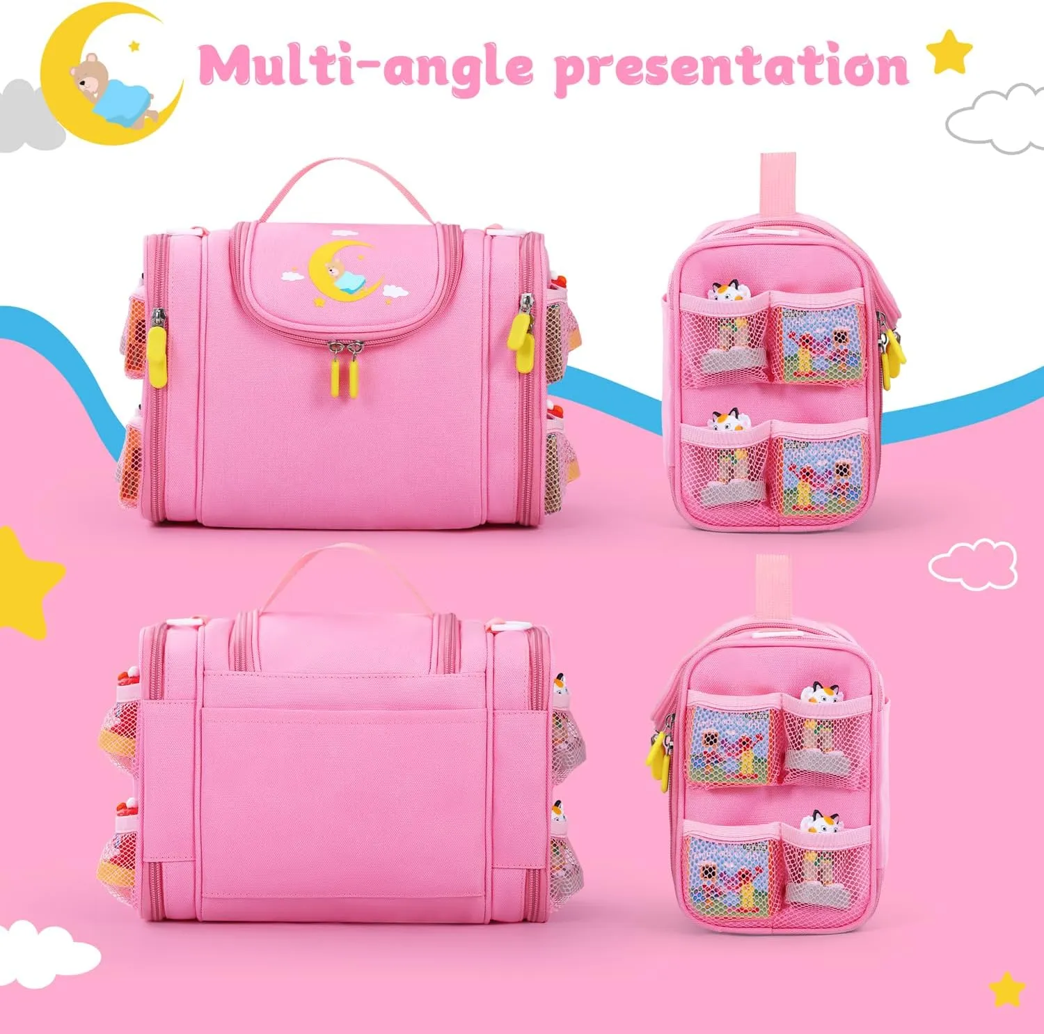 Carrying case Compatible with Little Tikes story dream machine Starter Set, Toy Storage Bag with Handle and Shoulder Strap for Storybook, Character, Accessories, Single shoulder bag (Pink)