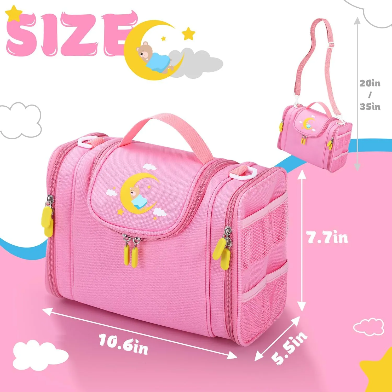 Carrying case Compatible with Little Tikes story dream machine Starter Set, Toy Storage Bag with Handle and Shoulder Strap for Storybook, Character, Accessories, Single shoulder bag (Pink)