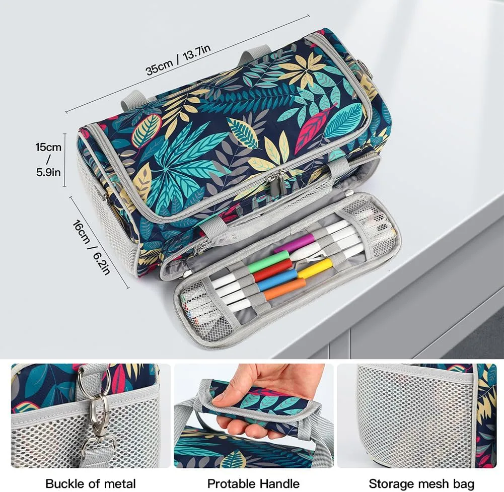 Carrying Case for Cricut Joy Xtra, for Cricut Accessories Cricut Tools, Front and Back Side Full Open, for Extra Machine Storage, Dust Cover, and Travel Carry Store Various Supplies(Leaf style)