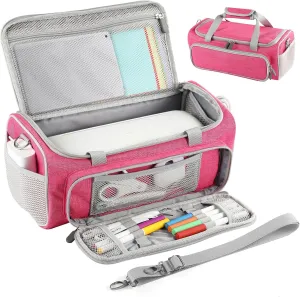 Carrying Case for Cricut Joy Xtra，for Cricut Accessories Cricut Tools,Front and Back Side Full Open,for Extra Machine Storage,Dust Cover, and Travel Carry Store Various Supplies(Pink)
