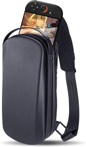 Carrying Case for Nintendo Switch 2/PlayStation Portal/Steam Deck, Storage Portable Bag, Shockproof Hard Shell Protective Shoulder Chest Backpack with Pockets Fit Console & Accessories for Daily Use