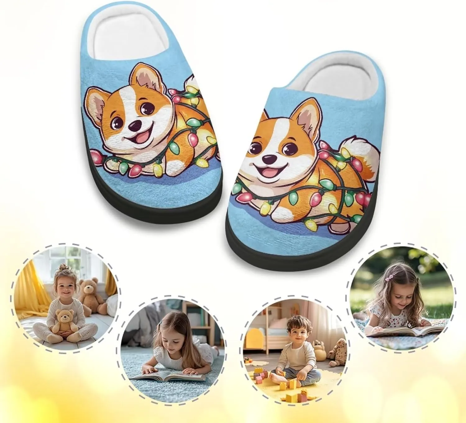 Cartoon Animal Children's Plush Slippers Washable House Slippers Cute Patterns Comfortable Flannel Indoor Winter Shoes SizeUS 9-15