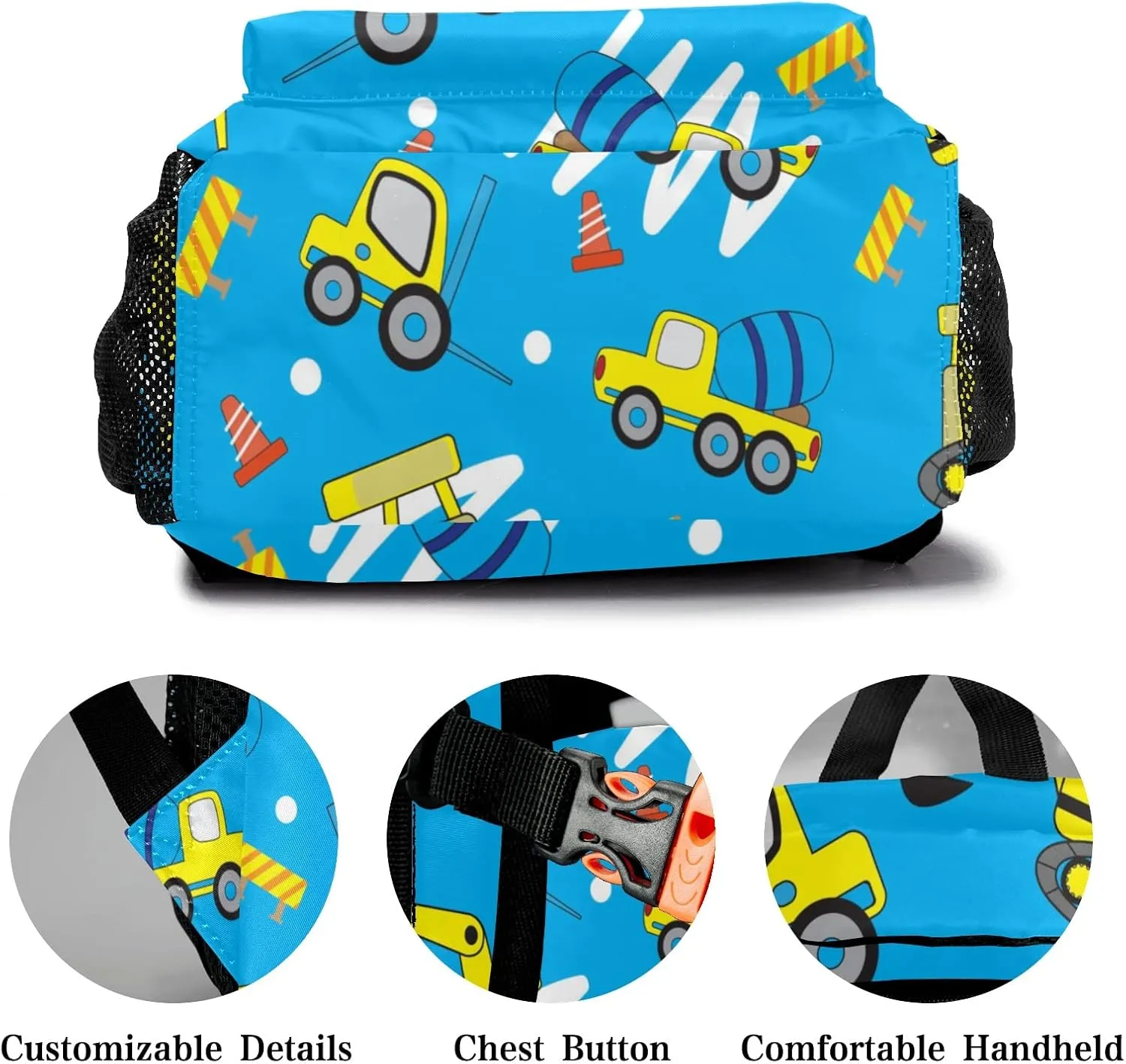 Cartoon Cars Excavator Personalized Kids School Backpack Custom for Boys Girls Primary Daypack School Bookbag Travel Bag