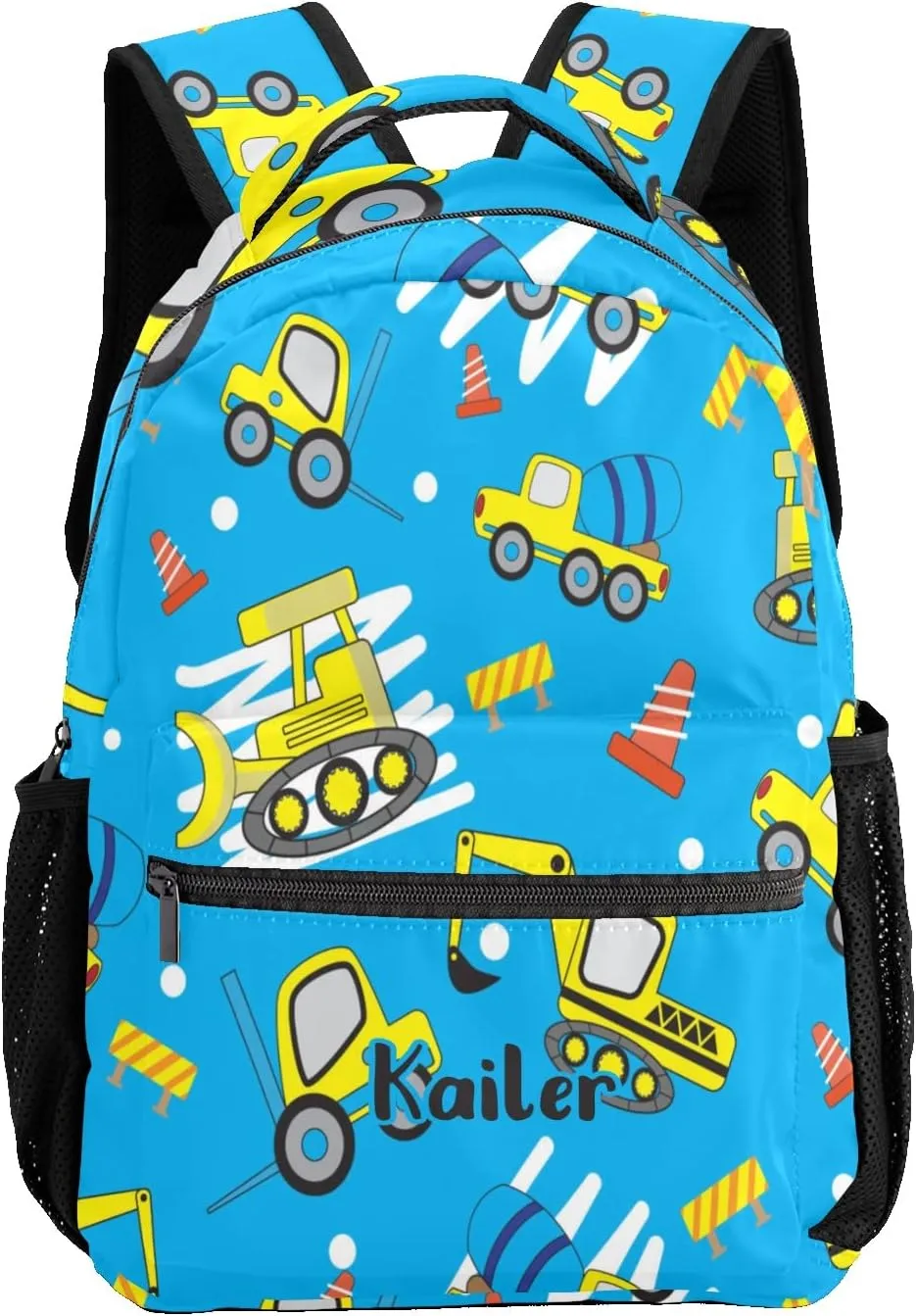 Cartoon Cars Excavator Personalized Kids School Backpack Custom for Boys Girls Primary Daypack School Bookbag Travel Bag