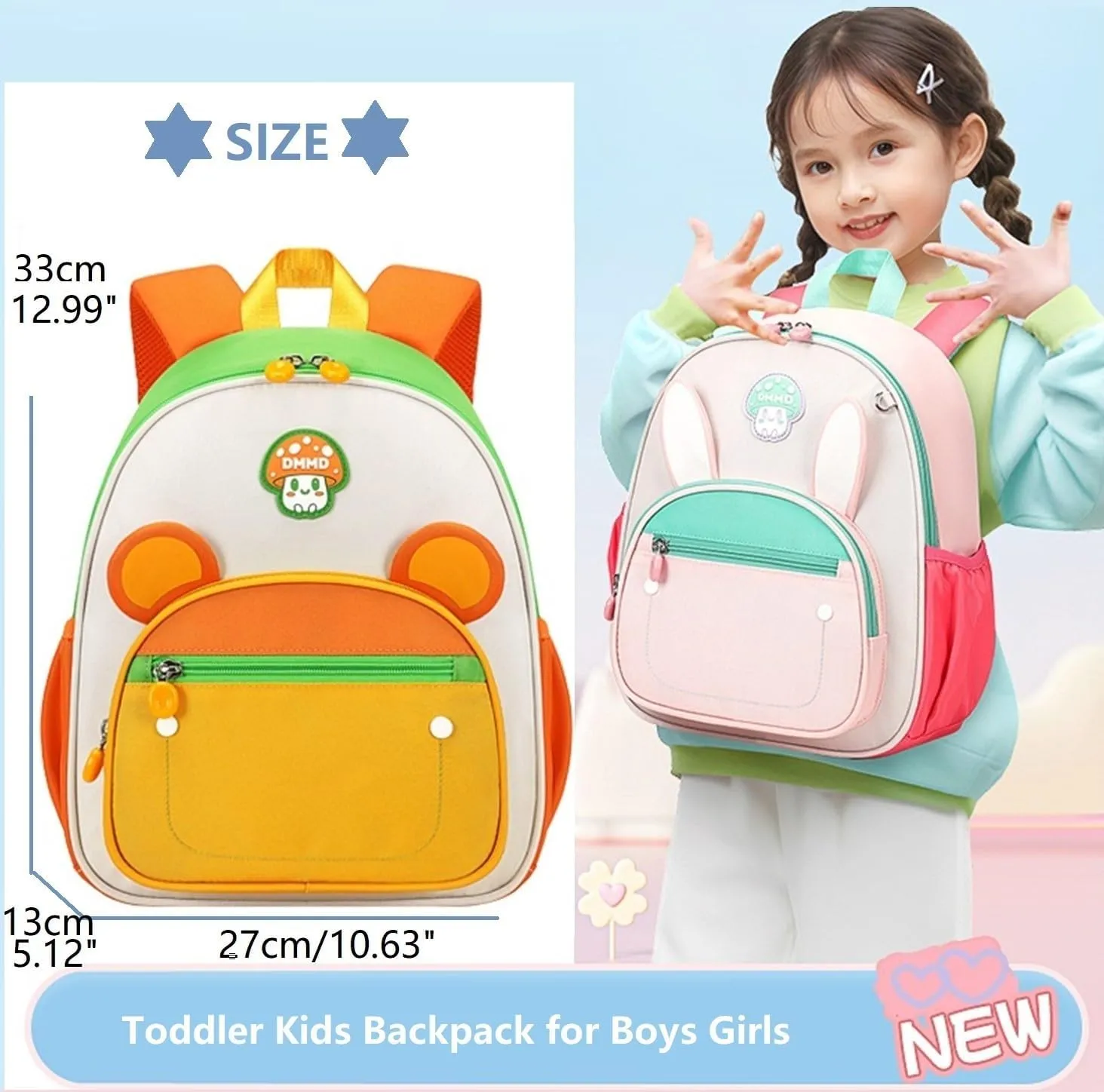 Cartoon Cat Toddler Kids Backpack for Boys Girls Preschool Kindergarten Backpack Mini Bookbag for Children Blue