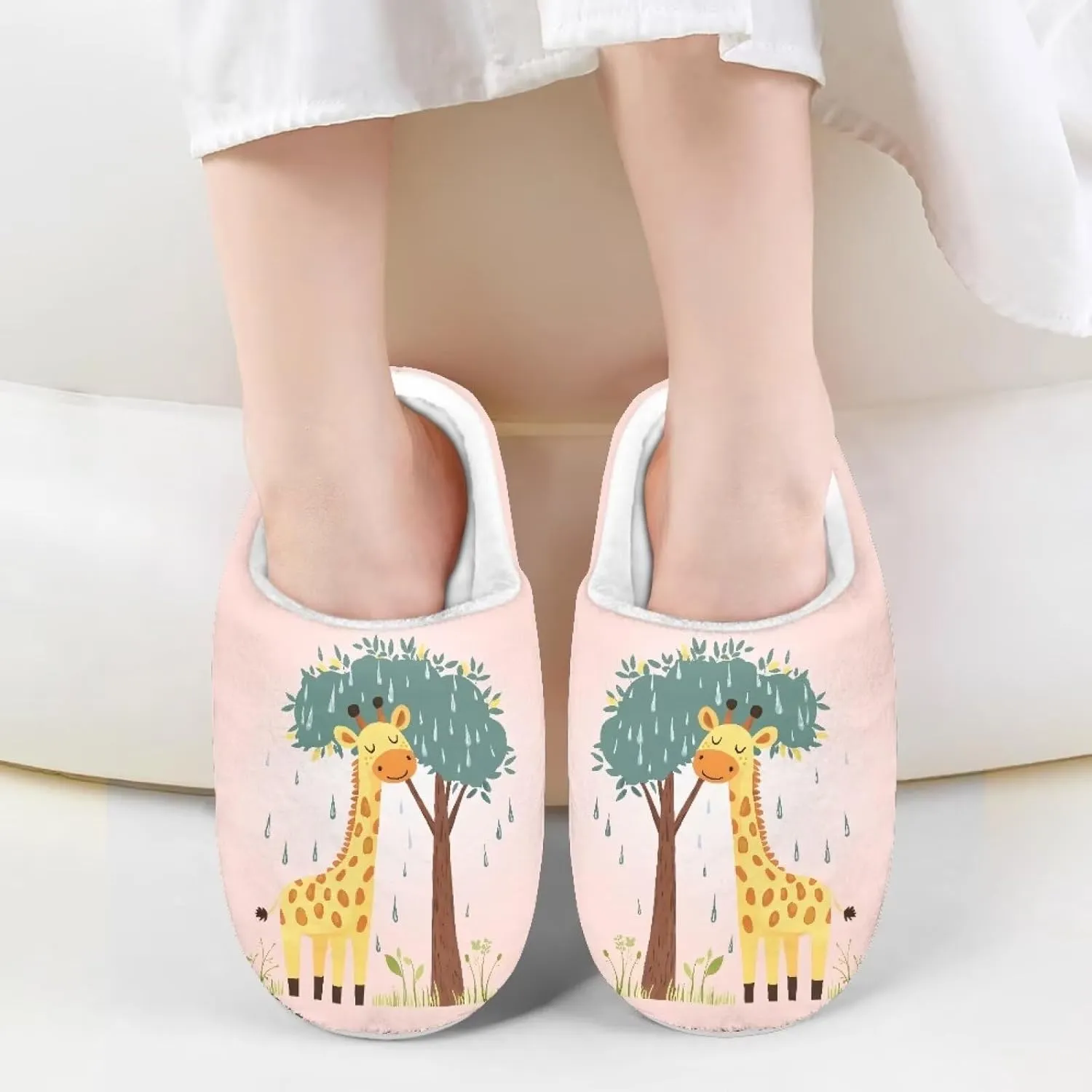 Cartoon Children's Plush Cozy House Slippers for Little Kids Girls Boys Non-Slip Soft Slipper Lightweight Slip On Warm Fluffy Indoor Outdoor Winter Shoes US Size 9-15
