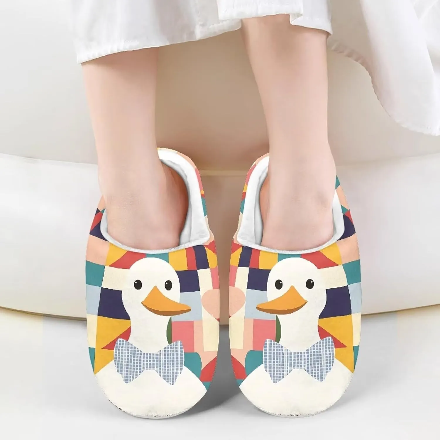 Cartoon Children's Plush Cozy House Slippers for Little Kids Girls Boys Non-Slip Soft Slipper Lightweight Slip On Warm Fluffy Indoor Outdoor Winter Shoes US Size 9-15