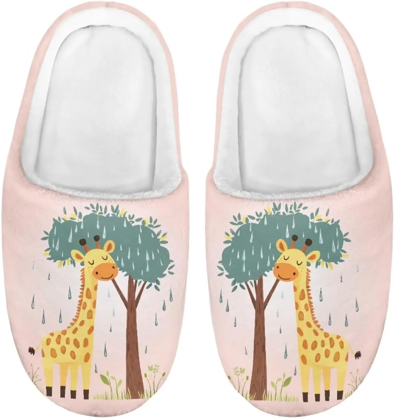 Cartoon Children's Plush Cozy House Slippers for Little Kids Girls Boys Non-Slip Soft Slipper Lightweight Slip On Warm Fluffy Indoor Outdoor Winter Shoes US Size 9-15