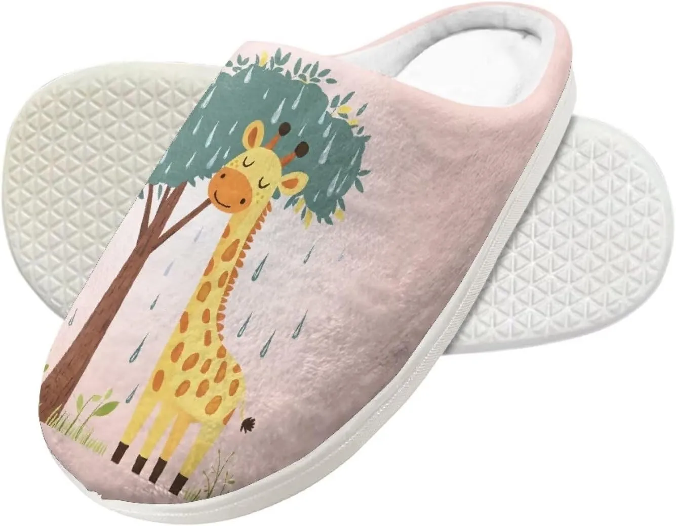 Cartoon Children's Plush Cozy House Slippers for Little Kids Girls Boys Non-Slip Soft Slipper Lightweight Slip On Warm Fluffy Indoor Outdoor Winter Shoes US Size 9-15