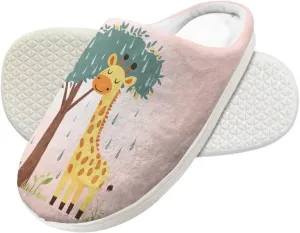 Cartoon Children's Plush Cozy House Slippers for Little Kids Girls Boys Non-Slip Soft Slipper Lightweight Slip On Warm Fluffy Indoor Outdoor Winter Shoes US Size 9-15