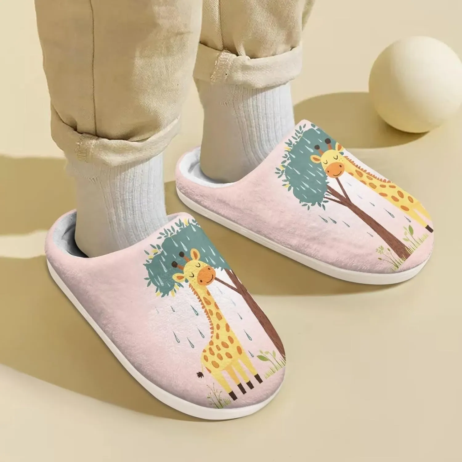 Cartoon Children's Plush Cozy House Slippers for Little Kids Girls Boys Non-Slip Soft Slipper Lightweight Slip On Warm Fluffy Indoor Outdoor Winter Shoes US Size 9-15