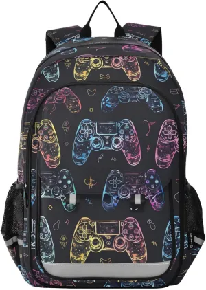 Cartoon Graffiti Joystick Neon Backpack for Boys Girls Elementary School Bag Kids Bookbag Travel Rucksack With Reflective Stripes Children's backpack