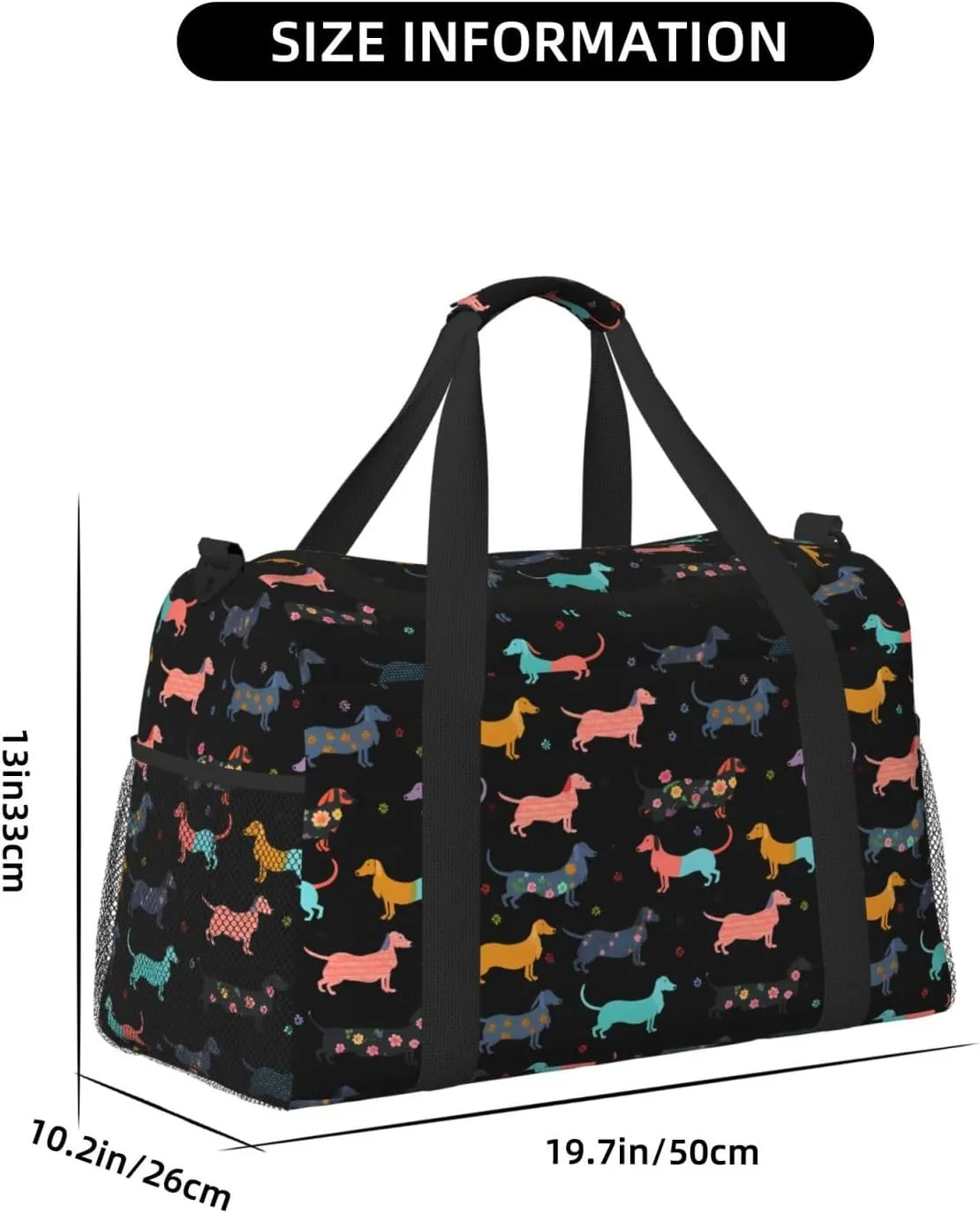 Cartoon Puppy Big Capacity Sports Gym Bag Portable Travel Duffle Bag, Funny Dogs Lightweight Weekender Workout Bag for Overnight, Unisex