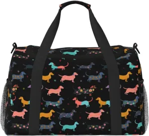 Cartoon Puppy Big Capacity Sports Gym Bag Portable Travel Duffle Bag, Funny Dogs Lightweight Weekender Workout Bag for Overnight, Unisex