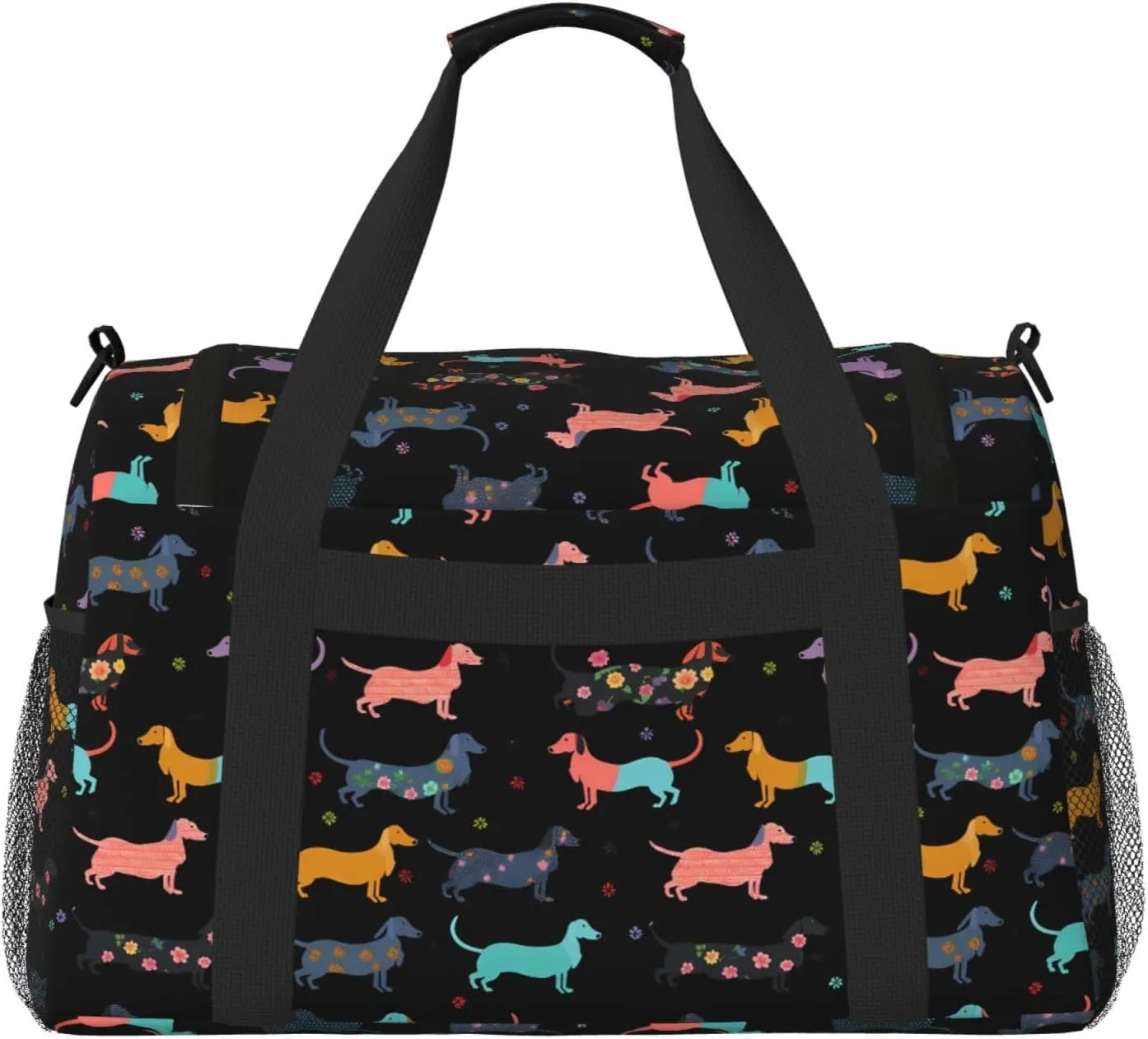 Cartoon Puppy Big Capacity Sports Gym Bag Portable Travel Duffle Bag, Funny Dogs Lightweight Weekender Workout Bag for Overnight, Unisex