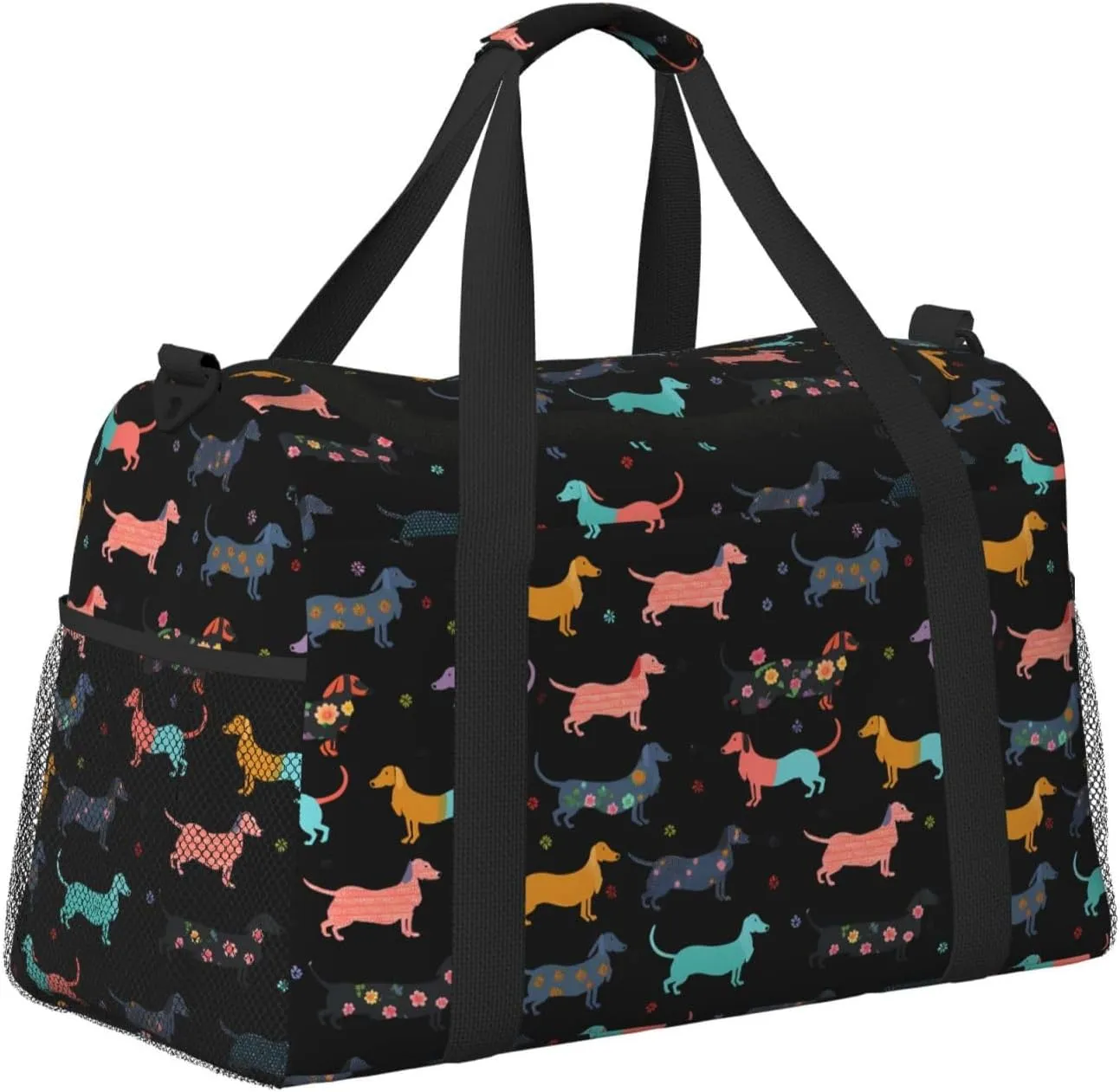 Cartoon Puppy Big Capacity Sports Gym Bag Portable Travel Duffle Bag, Funny Dogs Lightweight Weekender Workout Bag for Overnight, Unisex