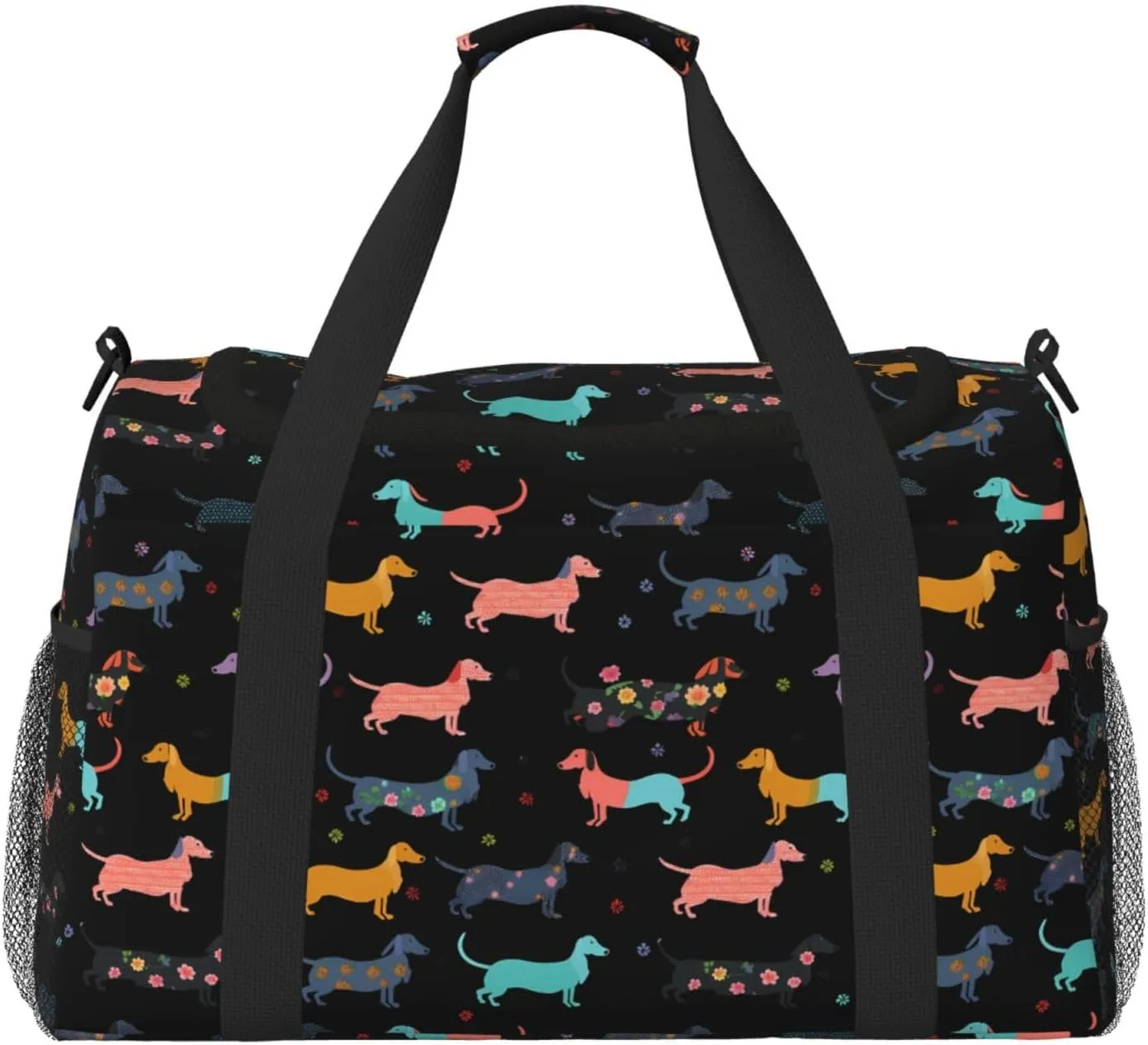 Cartoon Puppy Big Capacity Sports Gym Bag Portable Travel Duffle Bag, Funny Dogs Lightweight Weekender Workout Bag for Overnight, Unisex
