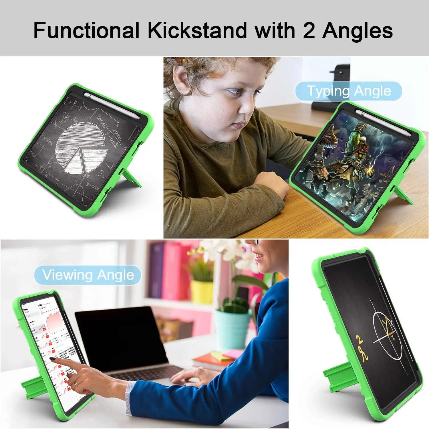 Case for iPad (A16) 11th Generation 11 Inch 2025 / iPad 10th Generation 10.9 Inch 2022, [Built-in Pencil Holder] Heavy Duty Shockproof Rugged Protective Case, Green