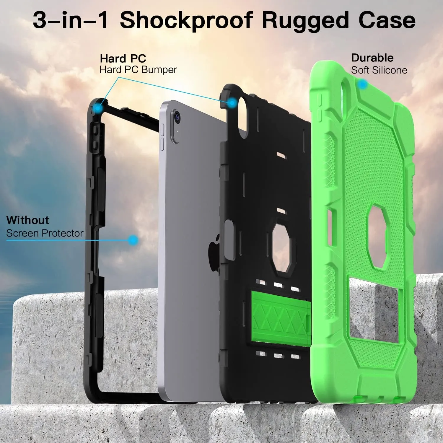 Case for iPad (A16) 11th Generation 11 Inch 2025 / iPad 10th Generation 10.9 Inch 2022, [Built-in Pencil Holder] Heavy Duty Shockproof Rugged Protective Case, Green