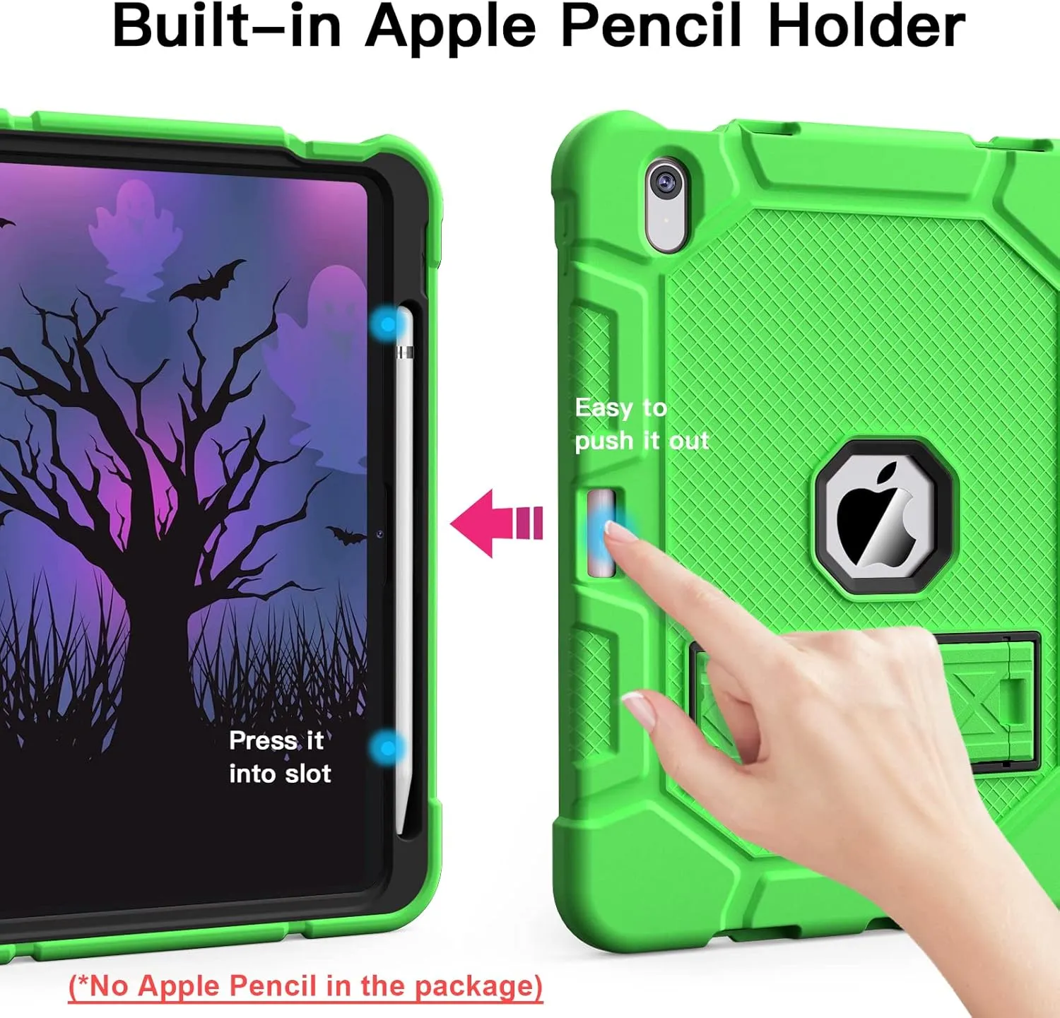 Case for iPad (A16) 11th Generation 11 Inch 2025 / iPad 10th Generation 10.9 Inch 2022, [Built-in Pencil Holder] Heavy Duty Shockproof Rugged Protective Case, Green
