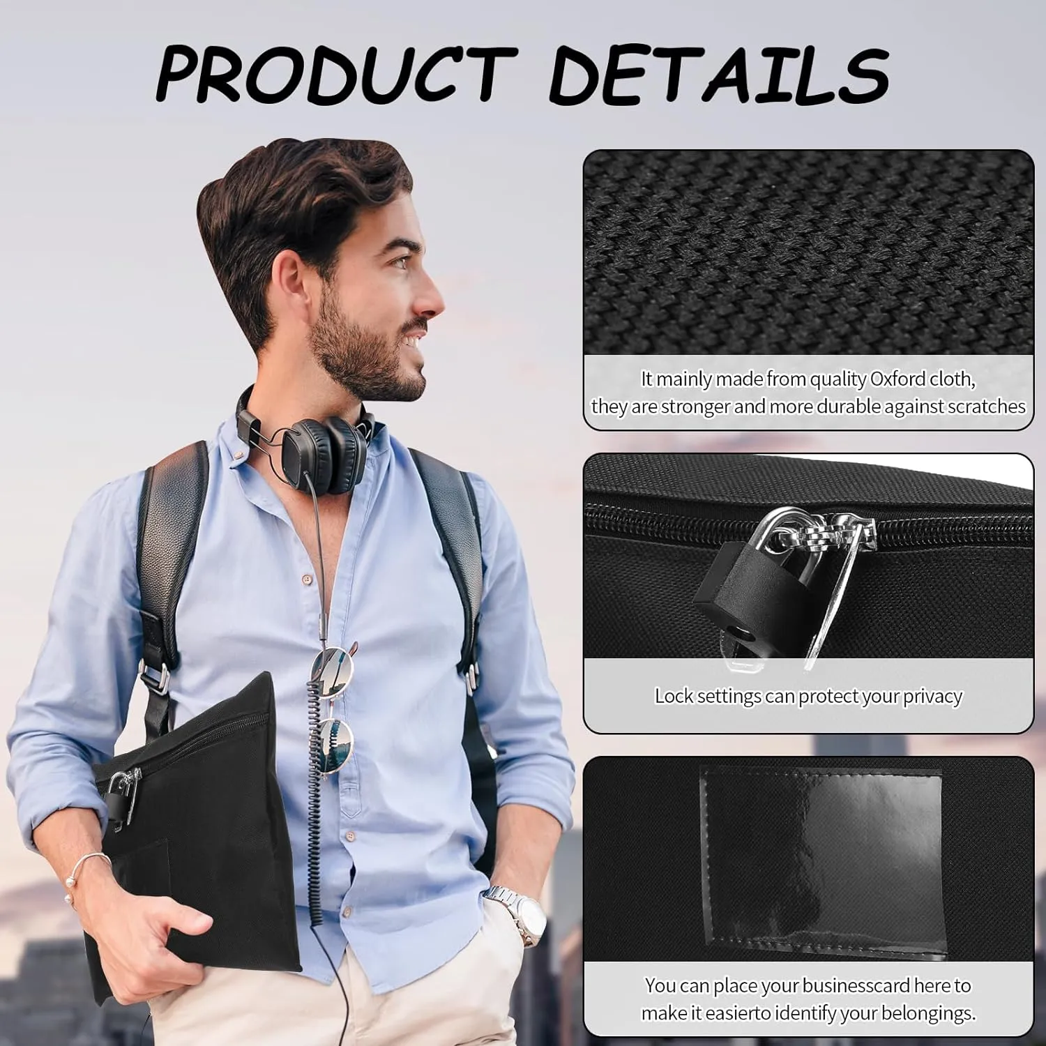 Cash Bag with Lock and 2 Keys Money Bag For Cash With Lock 11.4 * 8.3inch Money Bank Deposit Bag Money Bank Deposit Bag With Zipper Canvas Documents Bag For Bank Deposits Business Personal (Black)