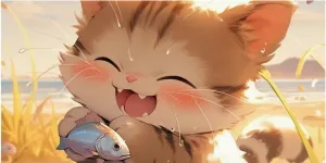 Cat and Fish Jigsaw Puzzles 500 Pieces Cute Cartoon for Adults Fun Home Decoration Education Game Toy Intellectual Game Stress Relief Challenge Educational 500pcs Gift for Women Men 20.5x15 Inch