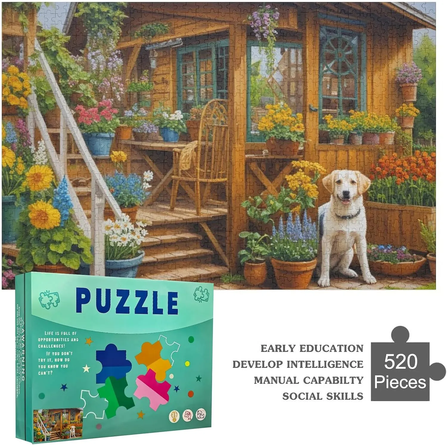 Cat and Fish Jigsaw Puzzles Adults Fun 520 Pieces Cute Cartoon Toy Intellectual Game Stress Relief Toy Home Decoration Education Relaxation and Intelligence 520pcs Gift for Women 20.5x15 Inch