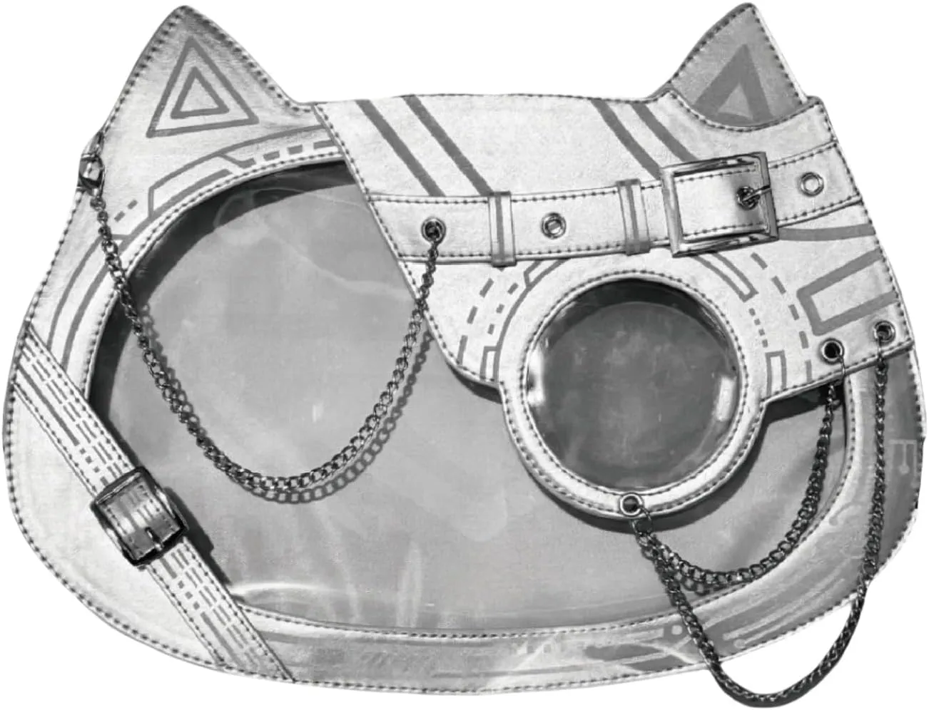 Cat Ita Bag Pin Display Backpack Cyberpunk Purse Luminous Single Shoulder Crossbody Reflection Handbag (Silver(reflection))