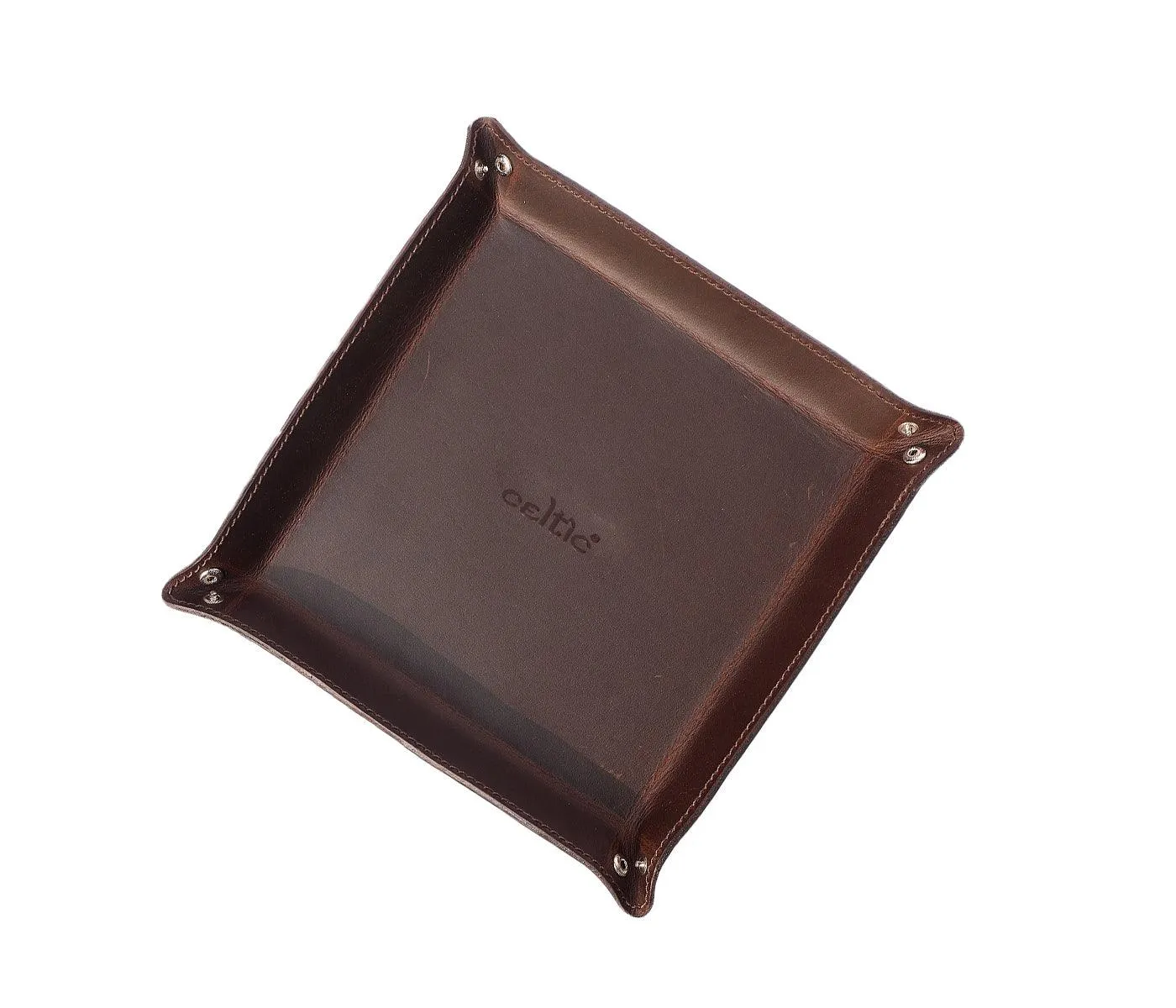 Celtic Dark Brown Color Pure Leather Tray For Office Use