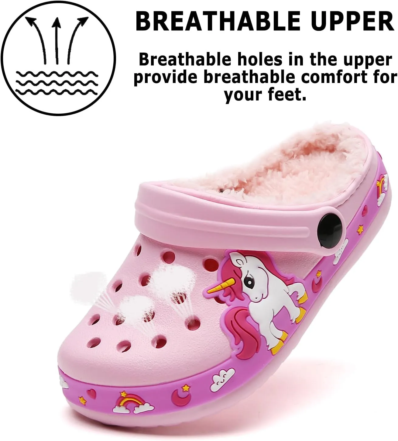 CERYTHRINA Kids Fur Lined Garden Clogs: Cartoon Sandals - Fleece Winter Warm House Slippers for Boys Girls Toddler