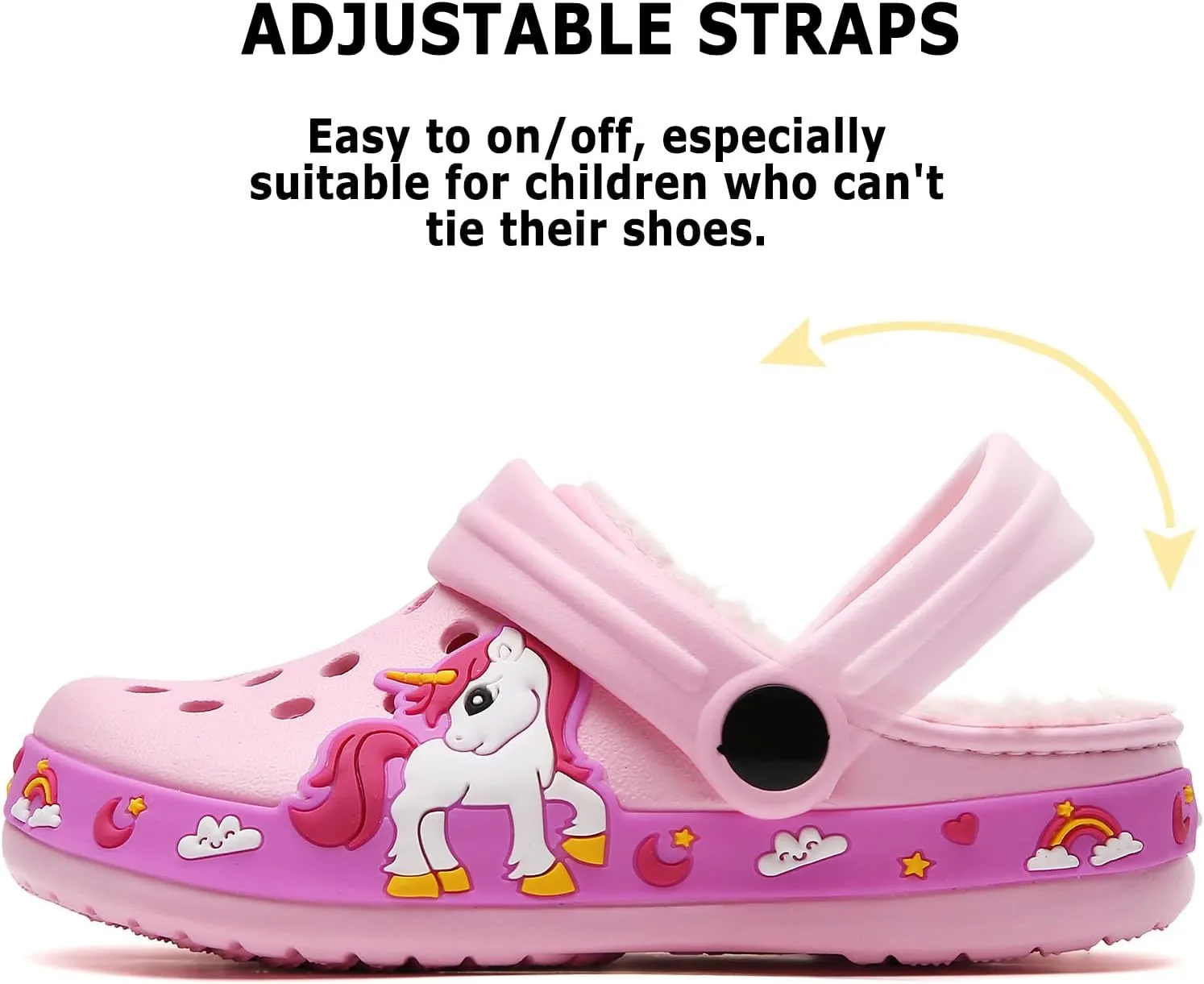 CERYTHRINA Kids Fur Lined Garden Clogs: Cartoon Sandals - Fleece Winter Warm House Slippers for Boys Girls Toddler