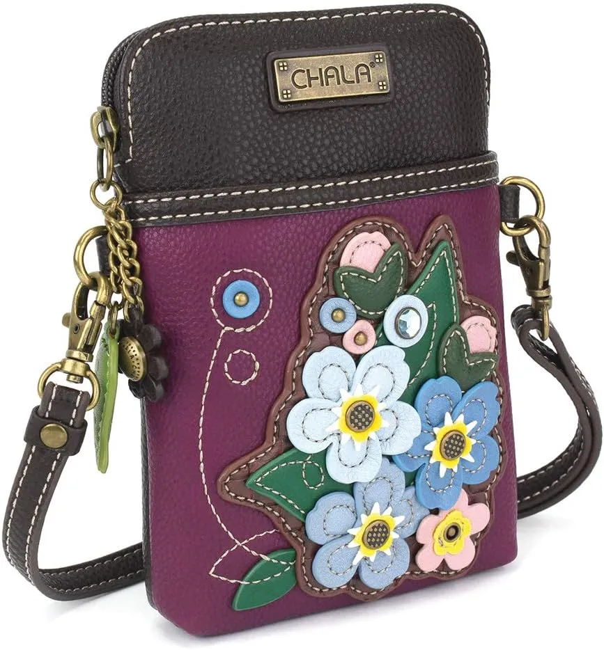 CHALA Cell Phone Crossbody Purse-Women PU Leather/Canvas Multicolor Handbag with Adjustable Strap