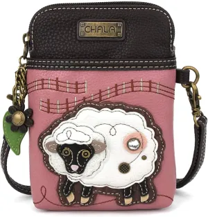 CHALA Cell Phone Crossbody Purse-Women PU Leather/Canvas Multicolor Handbag with Adjustable Strap