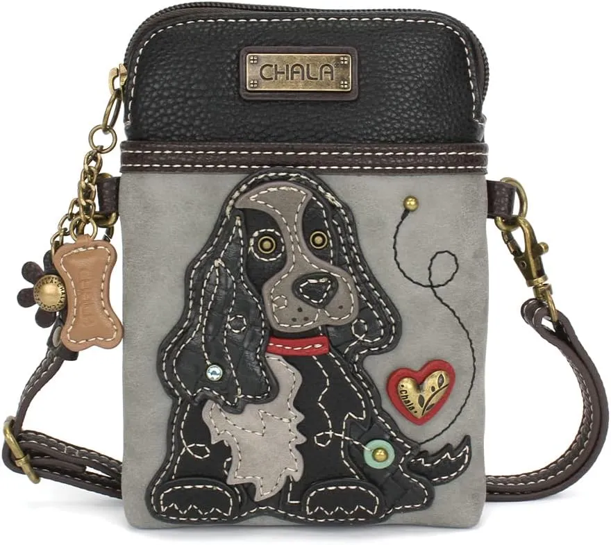 CHALA Cell Phone Crossbody Purse-Women PU Leather/Canvas Multicolor Handbag with Adjustable Strap