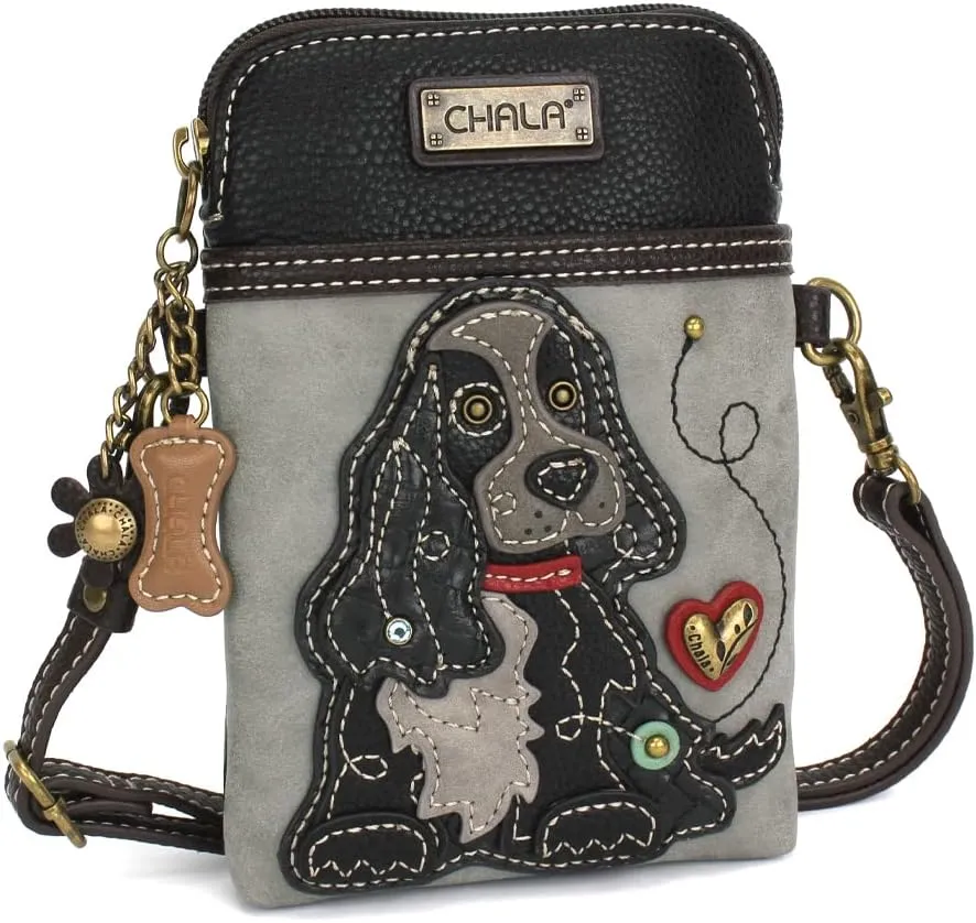 CHALA Cell Phone Crossbody Purse-Women PU Leather/Canvas Multicolor Handbag with Adjustable Strap