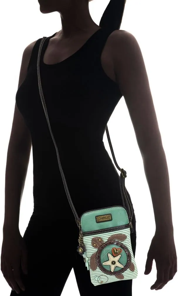CHALA Cell Phone Crossbody Purse-Women PU Leather/Canvas Multicolor Handbag with Adjustable Strap