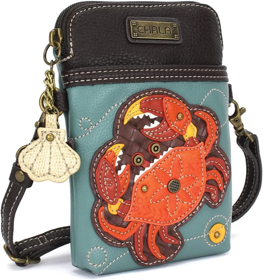 CHALA Cell Phone Crossbody Purse-Women PU Leather/Canvas Multicolor Handbag with Adjustable Strap