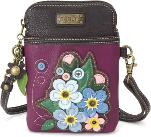 CHALA Cell Phone Crossbody Purse-Women PU Leather/Canvas Multicolor Handbag with Adjustable Strap