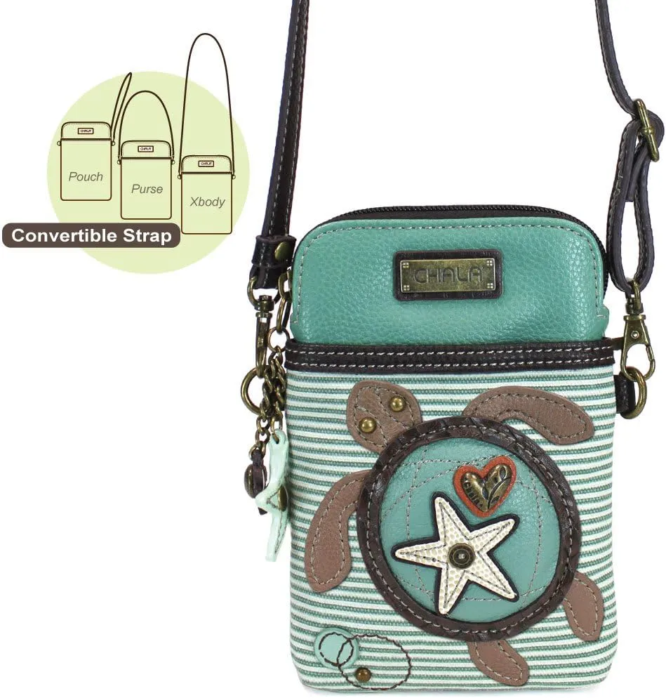 CHALA Cell Phone Crossbody Purse-Women PU Leather/Canvas Multicolor Handbag with Adjustable Strap