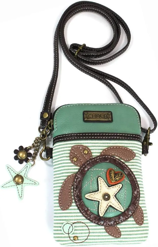 CHALA Cell Phone Crossbody Purse-Women PU Leather/Canvas Multicolor Handbag with Adjustable Strap