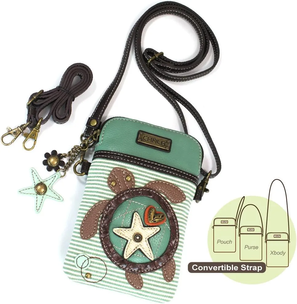 CHALA Cell Phone Crossbody Purse-Women PU Leather/Canvas Multicolor Handbag with Adjustable Strap