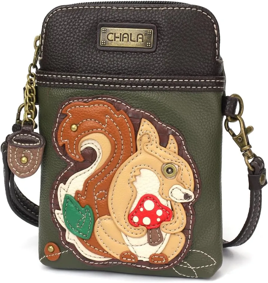 CHALA Cell Phone Crossbody Purse-Women PU Leather/Canvas Multicolor Handbag with Adjustable Strap